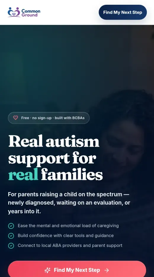 Common Ground home page on a phone